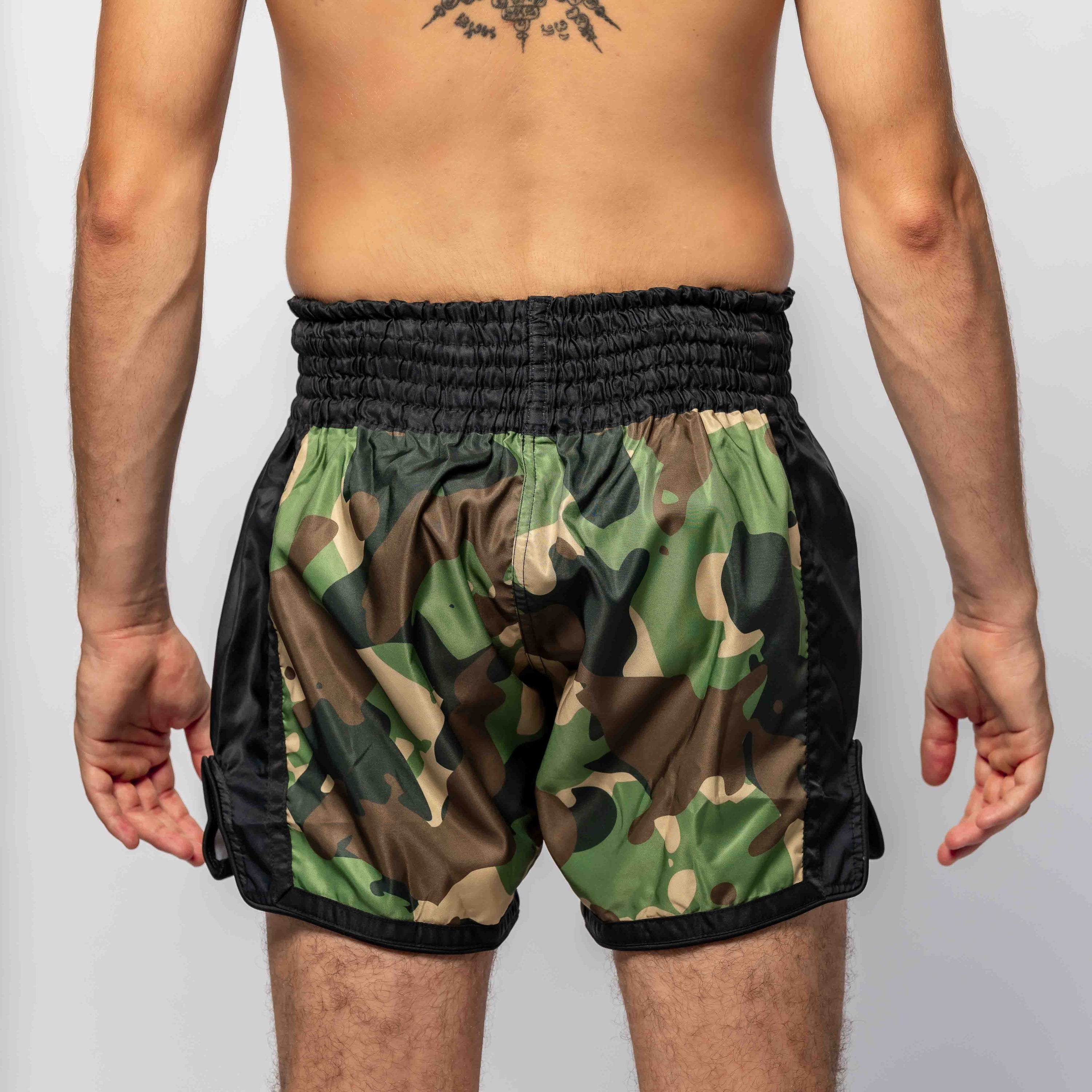 Woodland And Yellow Camo Print Muay Thai Boxing Shorts